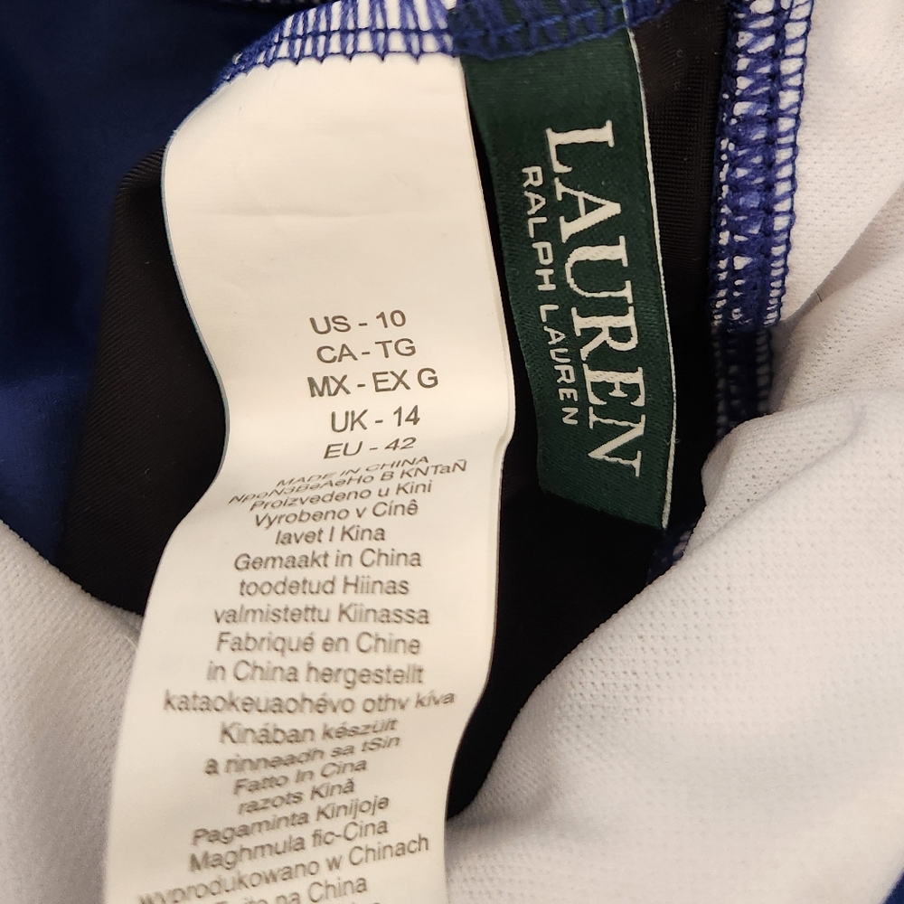 Ralph Lauren Blue and White One-Piece Swimsuit - Picture 10 of 13